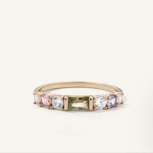 OLIVE AND PIPER Vale Ring Gold Plated with multiple colors jewels size 7